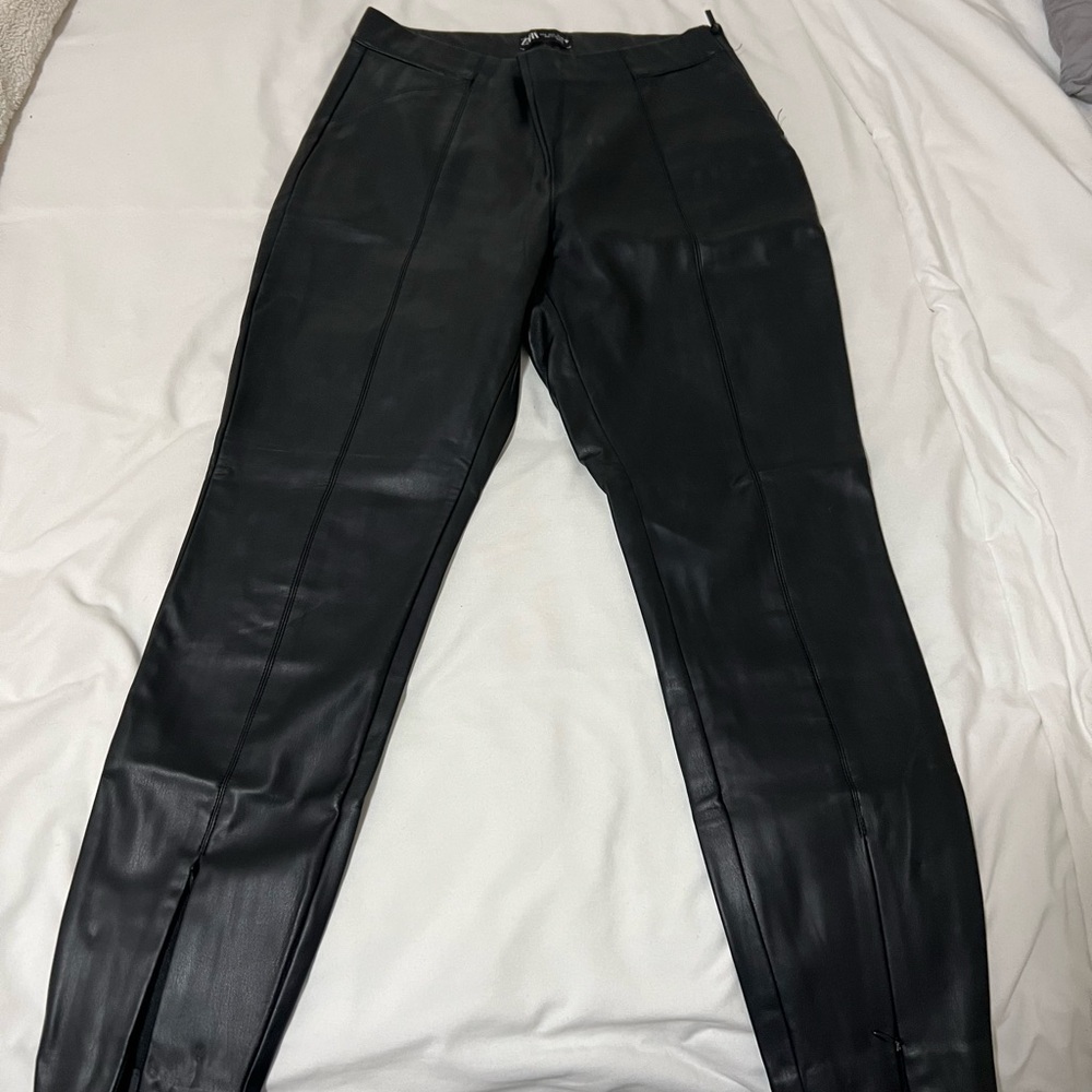 Zara Sleek Black Leather Pants
